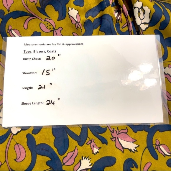 LOFT Floral Print Blouse - Olive Green Pink Navy Long Sleeve Tie Neck Boho
Top M - Picture 9 of 10